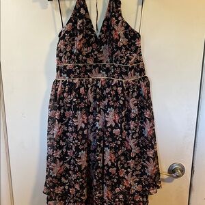 Express Floral Mini Dress - Black and Pink